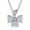 S925 Sterling Silver 3-Leaf Clover Moissanite Necklace 3pcs 6x6mm Heart Cut Stones GRA Certified 45cm Platinum Gold Plated Gift Box