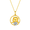 S925 Sterling Silver Gold Plated 1ct Moissanite Chinese Zodiac Necklace 5.2g GRA Certified Gift Box