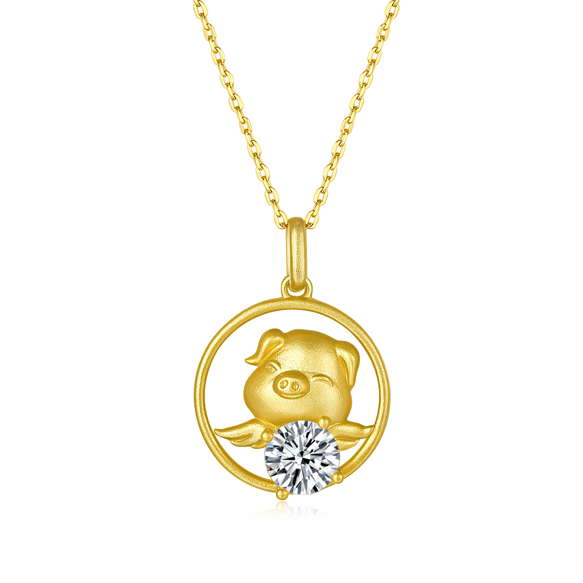 S925 Sterling Silver Gold Plated 1ct Moissanite Chinese Zodiac Necklace 5.2g GRA Certified Gift Box