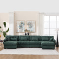 U Shaped Couch Modular Sectional Sofa, Modern Deep Seat Cloud Couch, Oversized Modular Couches For Living Room, Comfy Advanced Flannelette Sofa Bed With Round Armrests 6 Pillows,Sofas For Bedroom