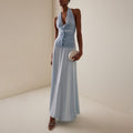 Deep-V Plunging Back Three-dimensional Floral Dress