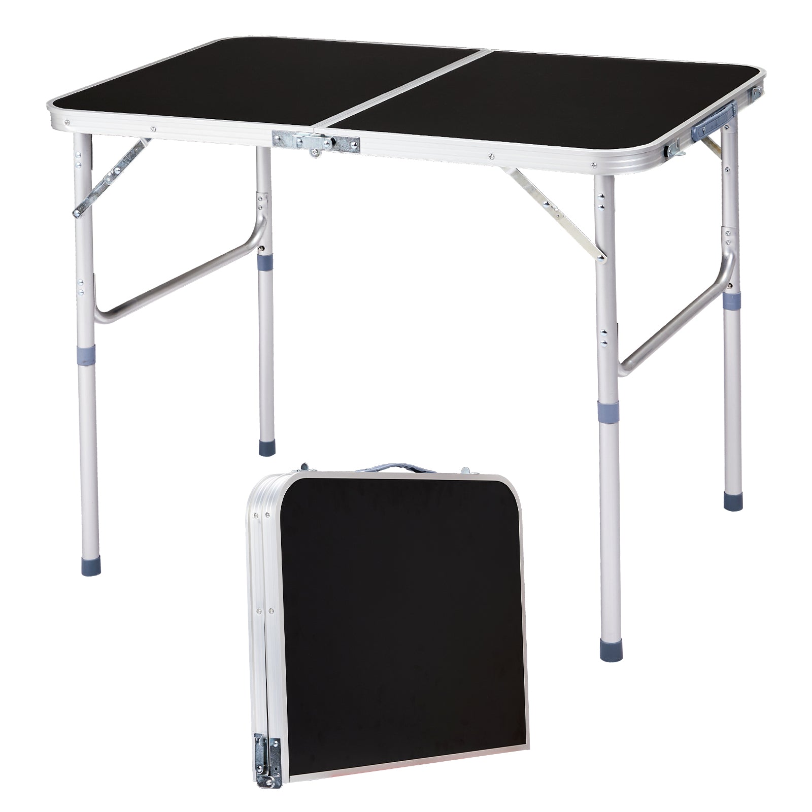 3ft  90-60cm Aluminum Folding Table Portable Outdoor Camping Picnic Desk Black