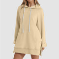 Womens Solid-color Hooded Mid-length Sweatshirt Now Available