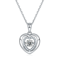 S925 Sterling Silver 0.5ct D Color VVS1 Moissanite Heart Necklace 45cm Platinum Plated Pave Halo GRA Certified Gift Box