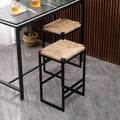 Set Of 2 Water Hyacinth Woven Bar Stools For Kitchen Counter Water Hyacinth Grass Backless Barstools With Footrest  Water Hyacinth Backless