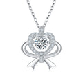 S925 Sterling Silver 0.5ct D Color VVS1 Moissanite Heart Bow Pendant Necklace 45cm Platinum Plated GRA Certified Gift Box