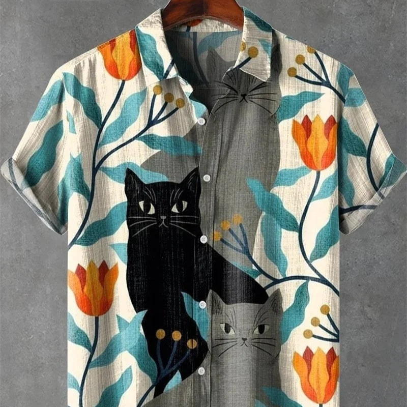 Summer Printed Mens Short Sleeve Shirt