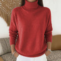 Womens Loose-fitting Solid-color Turtleneck Pullover Knit Sweater