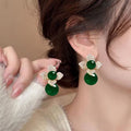 Green Agate Stud Earrings, 2026 New Popular Luxury Dangle Earrings For Women