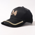 Women's High-end And Luxurious Sport Cap With Decorative Double M Letters And 3D Rhinestones. Perfect For Outdoor Sun Protection And Daily Wear.