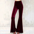 Womens Gold Velvet High-Waisted Slimming Flare Pants