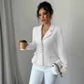 Womens Tailored Lapel Long-sleeve Coat
