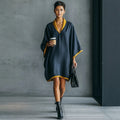 Relaxed-fit Linen-blend V-neck Dress