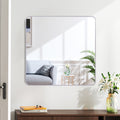 30 In X 30 In Silver Metal Framed Square Bathrrom Mirror For Wall.