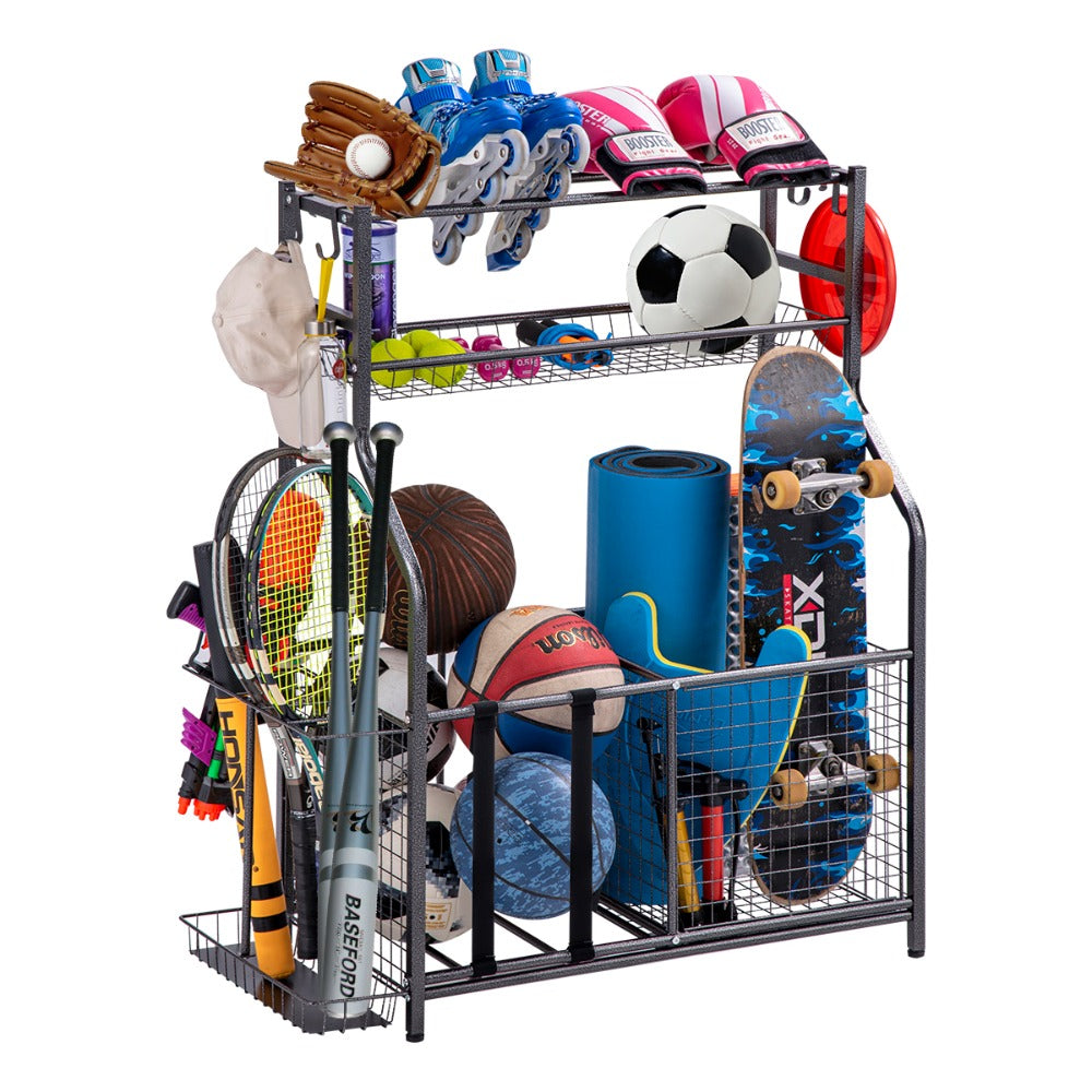Storage Rack, Sports Equipment Storage Rack, Multi-layered And Partitioned, Flexible To Combine, Can Neatly Store Balls, Rackets, And Other Equipment, Frees Up Space, Sturdy And Durable