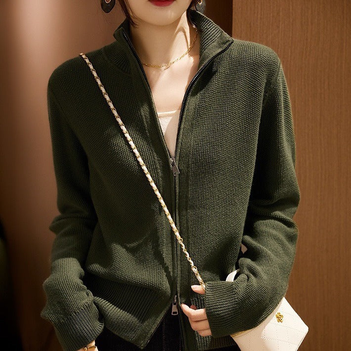 Womens Autumn Wool Knit Casual Cardigan