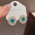 High-end Sunflower Stud Earrings Adorned With Zircons
