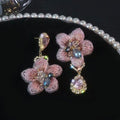 2026 New Vintage Chinese Style Big Flower Stud Earrings For Women, Unique Asymmetric Embroidery Petal Fashion Rhinestone Ear Jewelry