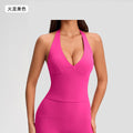 European And American Women's Halter Vest, Fashionably Sexy Deep V-neck, Stretch Slim-fit, Backless Yoga Sports Bra