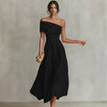 Womens Waist-cinching Off-shoulder Backless Dress
