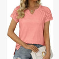 V-neck Raglan-sleeve Slit Casual Short Sleeve