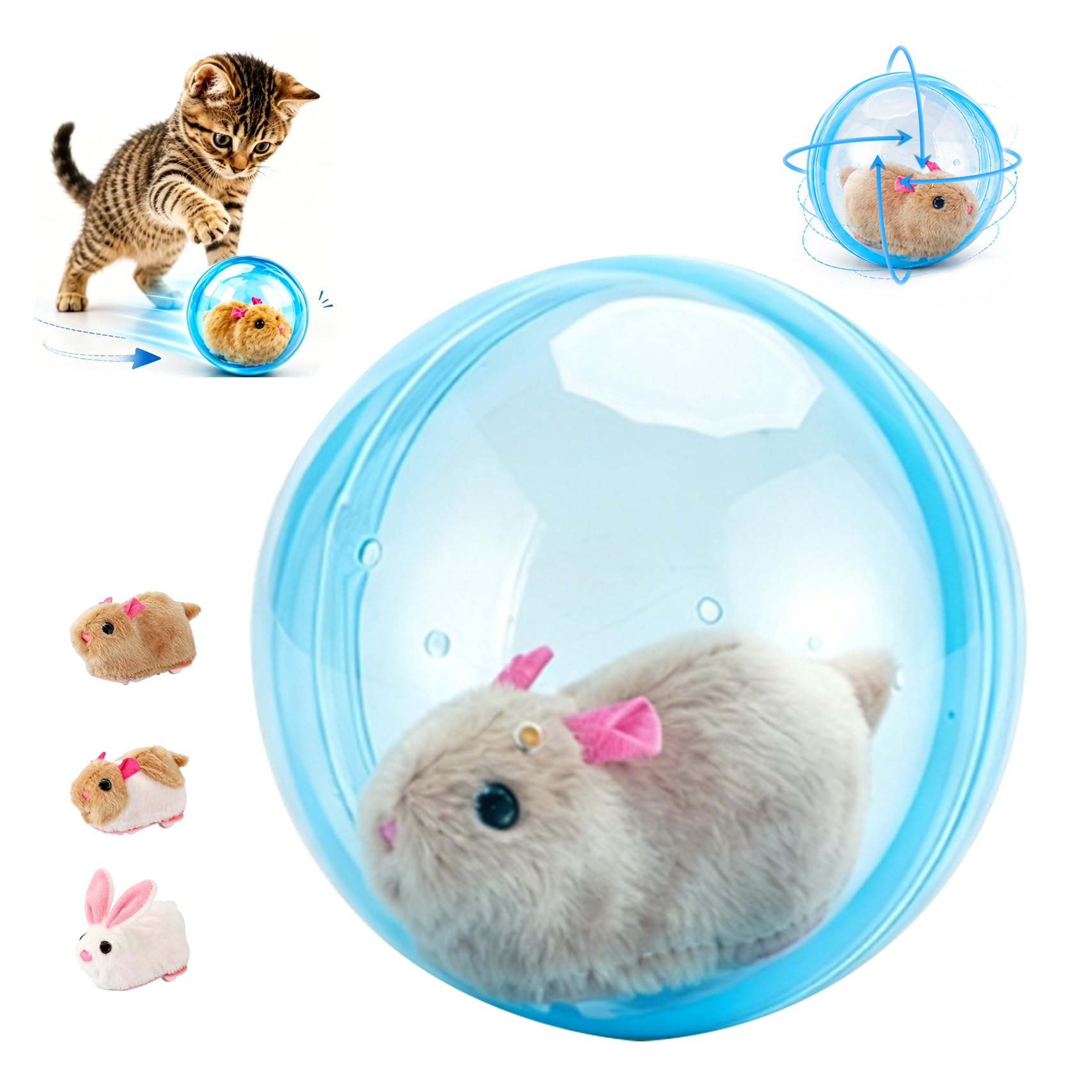 2026 New Self-Rolling Interactive Cat Ball Realistic Animal Automatic Moving Rolling Cat Ball  Rolling Spin Moving Cat Ball Indoor Interactive Pet Ball For Cats Dogs Chasing