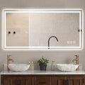 48 In. X 24 In. LED Bathroom Vanity Wall Mirror With Straight-Edge Design, Frosted Glass Finish, Anti-Fog, Dimmable 3 Color Lighting, Copper-Free Silver Glass