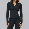 Brushed Long-sleeve Jacket With Zip Pockets Quick-drying And Form-fitting