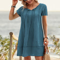 Patchwork Mid-length Loose-fit Short-sleeve Dress