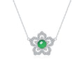 S925 Sterling Silver Flower Clover Necklace, 8mm Round Green Chrysoprase Pendant, Platinum Plated 45cm Chain, 4.5g Elegant Women's Jewelry Gift Set