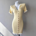 Womens French-style High-waisted Cropped Slim-fit Dress