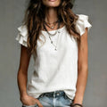 Womens Elegant Solid-color Short-sleeve Top