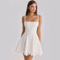 Lace-trimmed Sexy Backless Strap Mini Dress