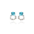 New Blue Rhombus Zircon Star Pearl Earrings, Unique Niche Light Luxury Studs For Women