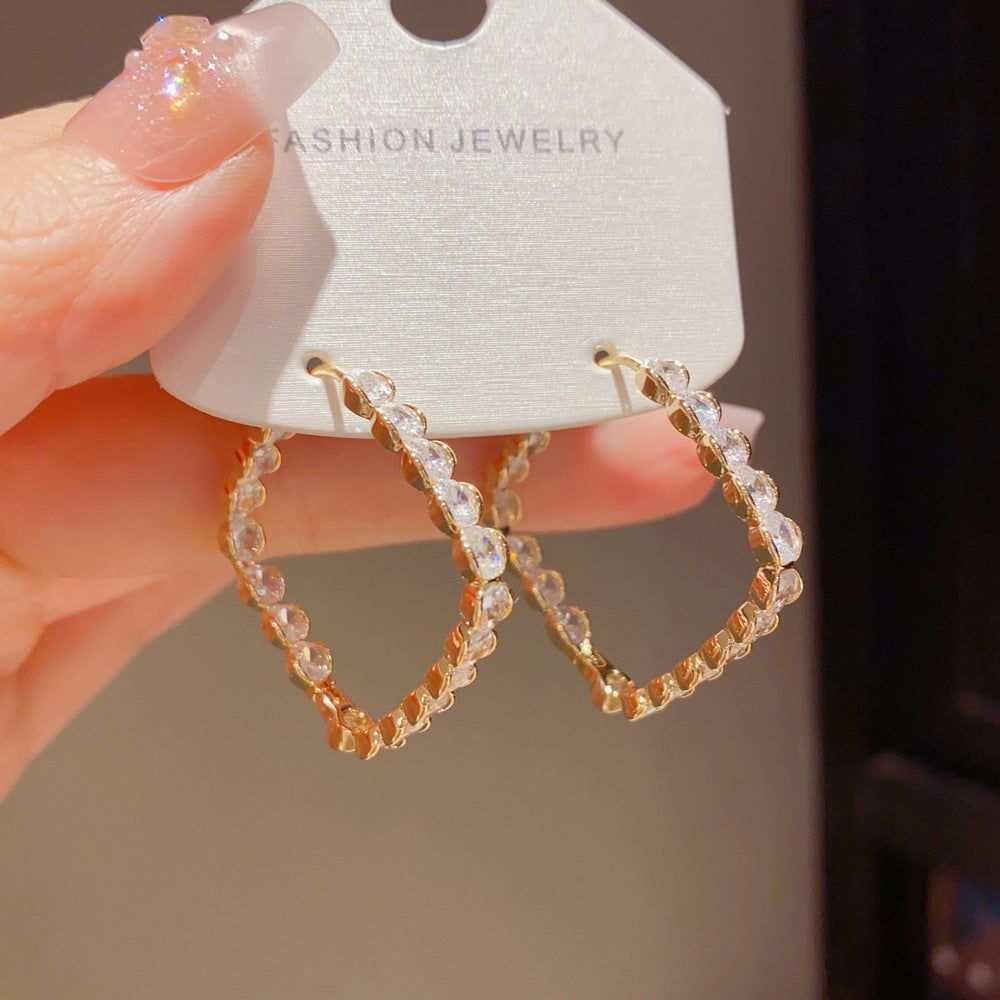 French-style Vintage Chic Minimalist Zircon Diamond-shaped Ear Clips