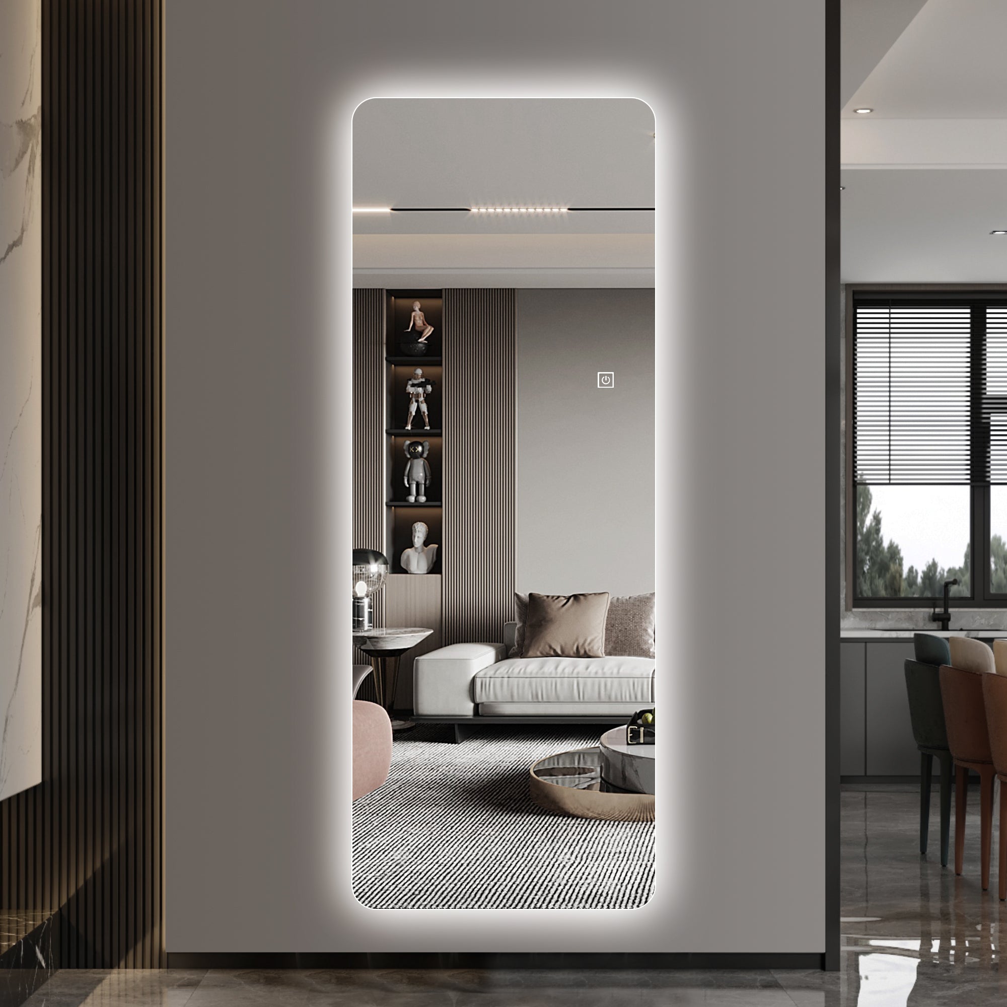 Wall-Mounted LED Full Length Mirror, 63  X 24  Rectangular Backlit Dressing Mirror With 3 Color Temperatures, Stepless Dimming, Memory Function, Shatter-Resistant Backing, UL Certified
