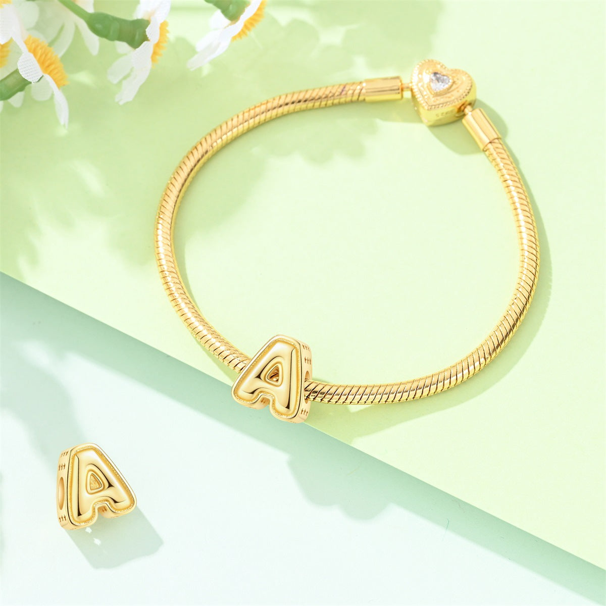 Gold-plated Copper DIY Bracelet Bead Accessories With English Letters