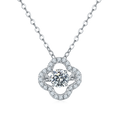 S925 Sterling Silver 0.5ct D Color VVS1 Moissanite Four-Leaf Clover Necklace 45cm Platinum Plated Pave Halo GRA Certified Gift Box