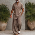 Plaid Top Shirt And Casual Pants Set