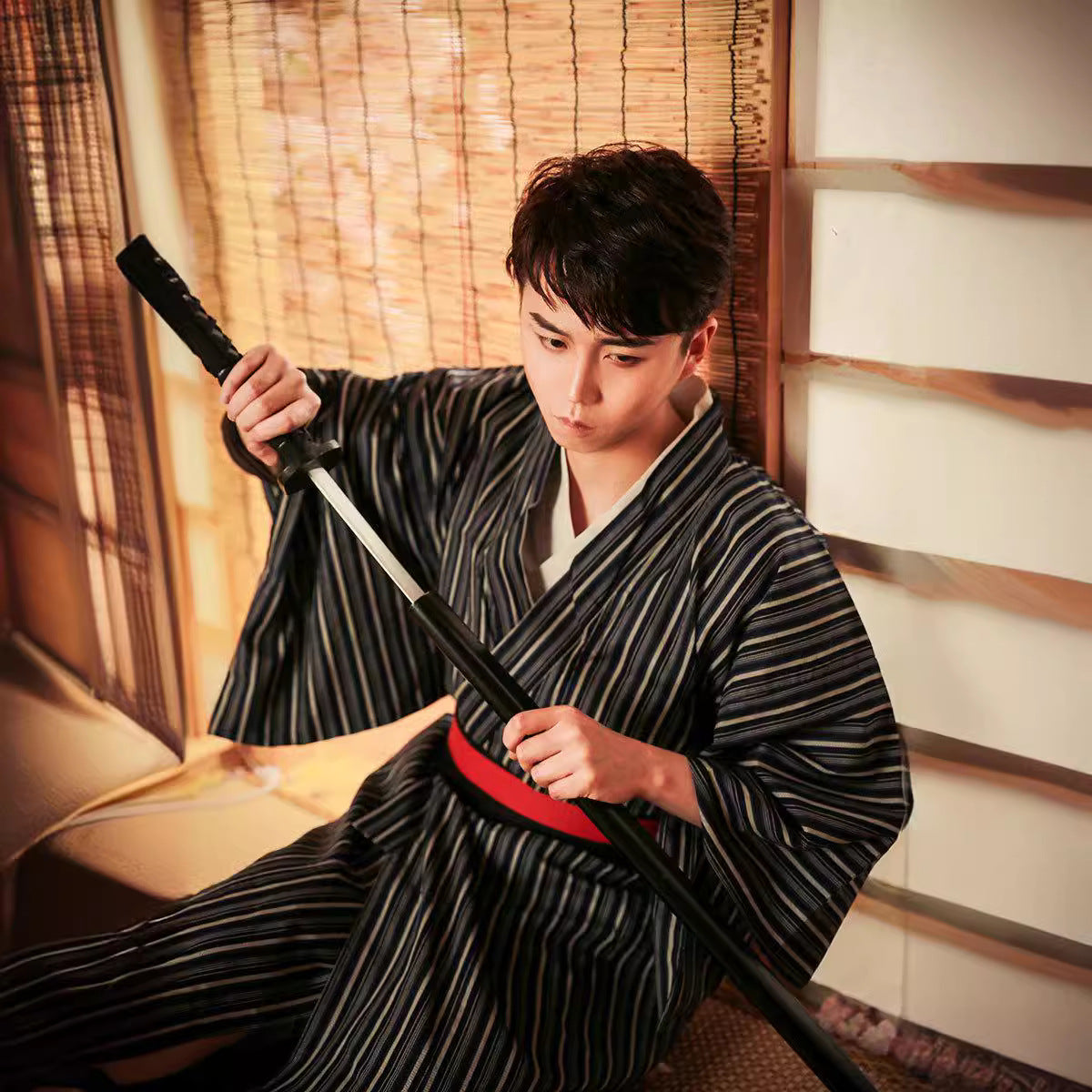 New Arrival Japanese Mens Traditional Formal Kimonono Ironing Required Perfect For Travel