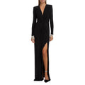 Spring Autumn Longsleeve Solidcolor Sexy DeepV Womens Dress