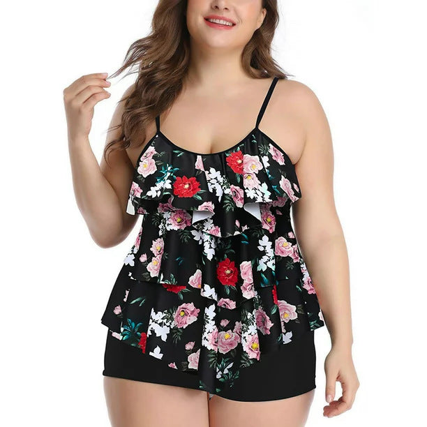 Plus-size Boxer Briefs Printed Swimsuit
