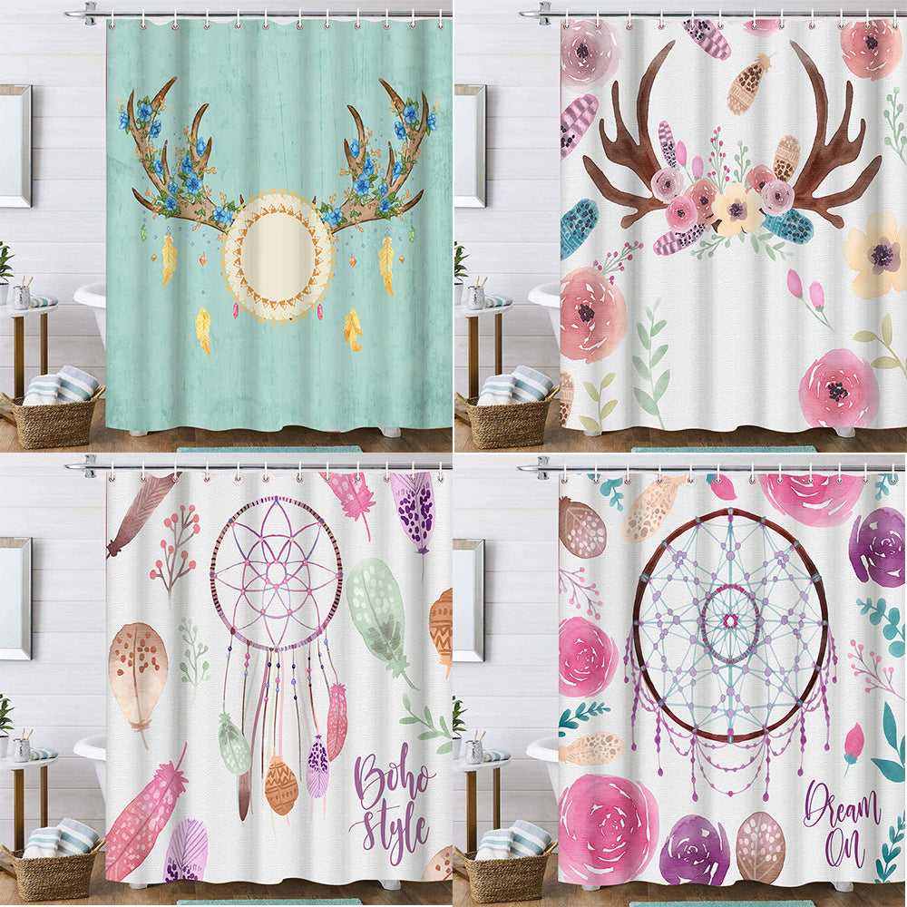 3D Digital Printing Waterproof Bathroom Shower Curtains