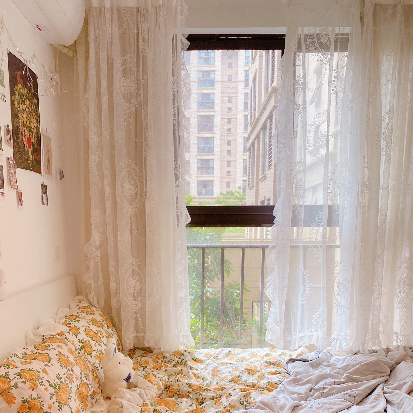 Ruffled Lace Mesh Window Curtain Living Room Bedroom Decor