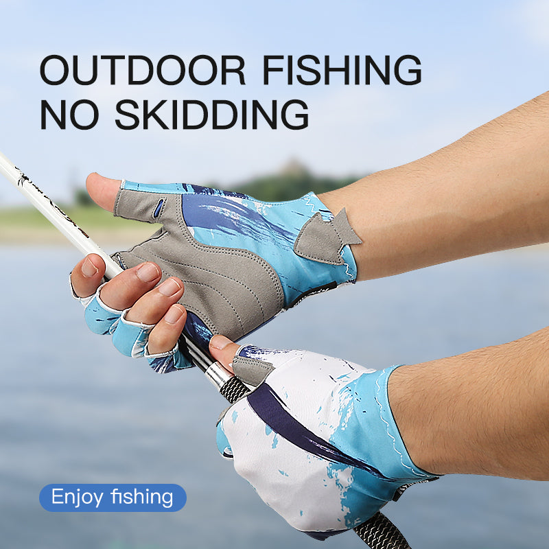 Fishing Gloves Men Outdoor Anti-slip UV Protection Half Finger Gloves