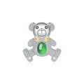 S925 Silver Pave Bear Brooch 8x6mm Oval Green Chalcedony 7g Platinum Plated Fashion Gift Box