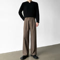 Three-needle-stitch A-line Straight-leg Relaxed-fit Mens Suit Pants