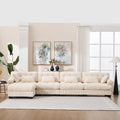 Modular Sectional Sofa Cloud Couch, L Shaped Sectional Couches For Living Room, Deep Seat Modular Couch With Round Armrests 6 Pillows, 4-Seater Modern Comfy Advanced Flannelette Sofa For Bedroom