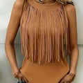 Womens Stylish Casual Tassel Sleeveless Top