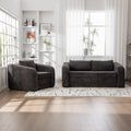 2-Piece Foldable Sofa Bed Living Room Couch Set, Convertible Chenille Boneless Cloud Floor Mattress Sleeper Lounge Accent Chair With Pillow For Apartment Living Room Bedroom Dorm Guestroom, Gray